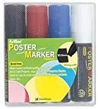 Artline Poster Board Markers, Chisel 20.0mm Extra Wide Flat Tip & Big Nib, Chart Paper Markers Visible From Great Distance, Water & Fade Resistant, Black, Red, Blue, White, Pack of 4