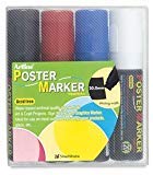 Artline Poster Board Markers, Chisel 20.0mm Extra Wide Flat Tip & Big Nib, Chart Paper Markers Visible From Great Distance, Water & Fade Resistant, Black, Red, Blue, White, Pack of 4