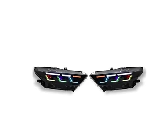Faros Delanteros Conjunto para Mustang para RGB 2015 2016 2017 Luces De Coche Faros Delanteros Proyector LED Lámpara Cabeza Luz Circulación Diurna Accesorios Automotrices Montaje De Faros(RGB)