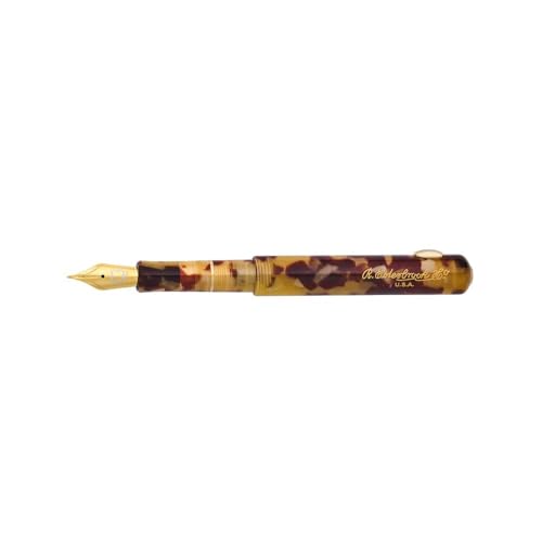 Esterbrook Niblet Tortoise EPP9136-M - Pluma estilográfica compacta de resina de alta calidad, plumín de acero inoxidable dorado en el tamaño M