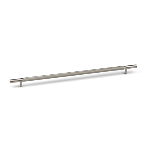 Image of Knurled Brushed Nickel Long Kitchen Cupboard Bar Handle 320mm Fixings Cabinet Door Drawer Furniture Wardrobe Pull