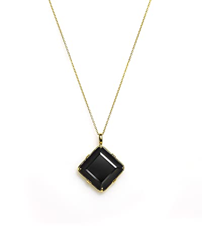 YoTreasure 14K Gold Over 925 Silver Green Onyx Black Onyx Blue Mohave Turquoise Chain Pendant Necklace Jewelry3