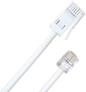 White 8m - FILTER FREE - Premium BT Telephone Plug to RJ11 Cable Lead ADSL Broadband Male to Male - Twisted Solid Copper Conductor - BT/Plusnet/Sky/TalkTalk - Made in the UK
