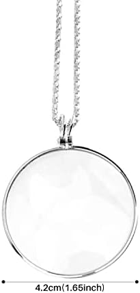 CHEERYMAGIC 5X Magnifying Glass Necklace Pendant Monocle Magnifier Pendant Lens Magnifier Pocket Magnifying Glass A2FDJXL (A)