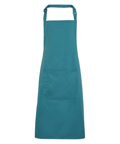 Workwear World Spectrum Collection Adjustable Halter Neck Kitchen Hospitality Catering Bar Service Bib Apron with Front Pocket (Teal)