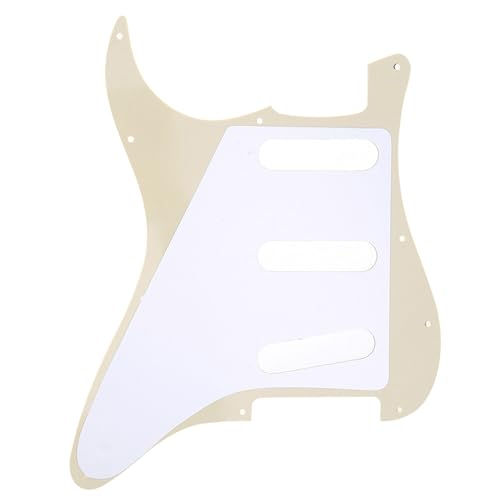 Image of Musiclily SSS 11 Hole Strat Guitar Pickguard for Fender USA /Mexican Made Standard Stratocaster Modern Style, 3Ply Cream