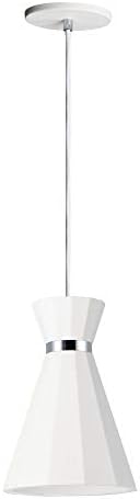 ET2 E25036-WTPC Sash JA8 Compliant White Gypsum Cone LED Mini Pendant Ceiling Lighting, 1-Light 7 Watts, 11"H x 8"W, Polished Chrome