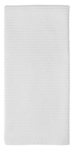 MÜkitchen Premium Ridged Terry Cotton Dish Towel | Highly-Absorbent Kitchen Dish Towel for Cleaning and Drying Dishes | Machine Washable and Reusable | White