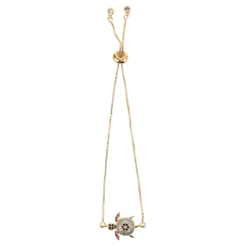 WATIIFUFU Bracelet Tortue Ajustable en Zircone Scintillante Chaîne Boîte pour Femme Bijou Marin Élégant Accessoire Plage Présent Amitié Design Océanique Solide Taille Unique