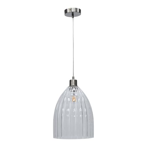 Image of Hayes Satin Nickel with Clear Fluted Glass Pendant Light