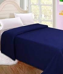 Bezzilish Home Fleece Polar Double Bed Blanket (Blue and Brown)