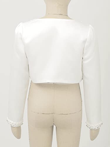 CHICTRY Kids Girls Shrug Bolero Beads Lace Long Sleeve Wedding First Communion Open Cardigan4