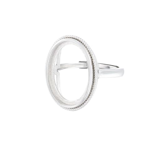 Base de anillo ajustable en plata de ley ideal para cabujones redondos