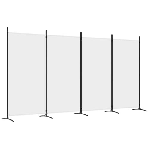vidaXL Cloison de Séparation 4 Panneaux Séparateur de Pièce Pliable Diviseur Écran d'Intimité Paravent Décoration Salon Blanc 346x180 cm Tissu