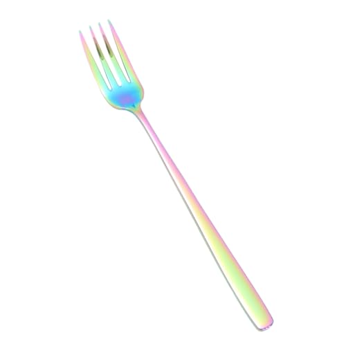 Cabilock Forchette da Cena da Frutta in Acciaio Inox Colorato, Forchette per Servire Cibo Occidentale Design Lucido a 4 Denti, Utensili da Tavola per Uso Domestico Elegante