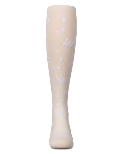 MeMoi Girls Opaque Floral Flocked Tights4