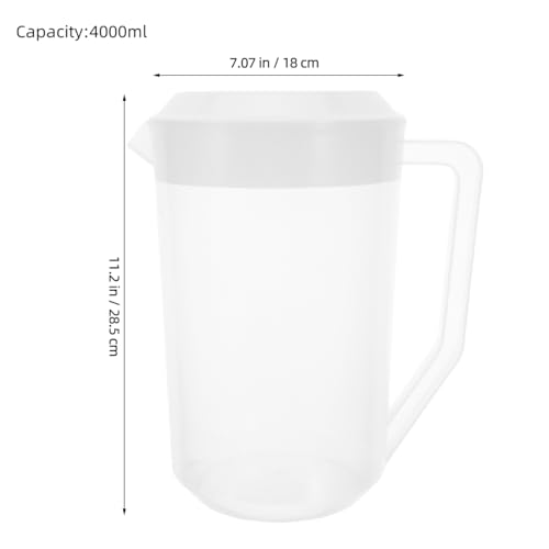 Image of 1 Gallon /4L Large Plastic Straining Pitcher,Clear Round Plastic Water Pitcher with Lids,Juice Mixing Pitcher with Handle for Hot /Cold Lemonade,Ice Tea