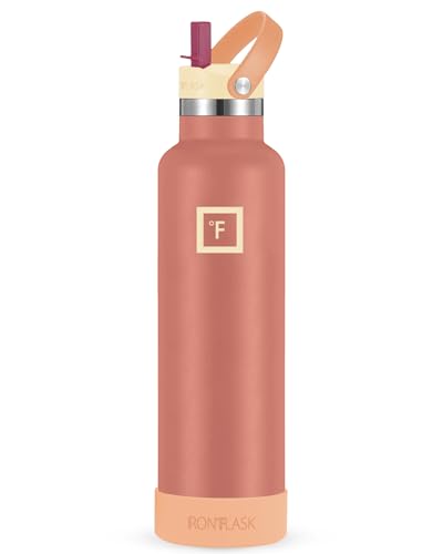 IRON °FLASK Camping & Hiking Hydration Canteens - Narrow Straw Lid & Boot - Leak Proof Vacuum Insulated Stainless Steel - Hot & Cold Double Walled Sports Water Bottle - Dream Sunset, 24 Oz -  IRO-FGS-A108-01-AB1US