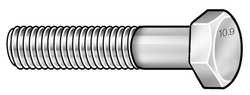 M6-1.00 x 50 mm. Class 10.9 Zinc Yellow Hex Head Cap Screw, 100 pk.