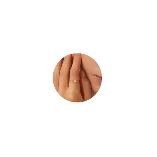 TOLOWOBK Gold Rings for Women Girls Initial Cubic Zirconia G