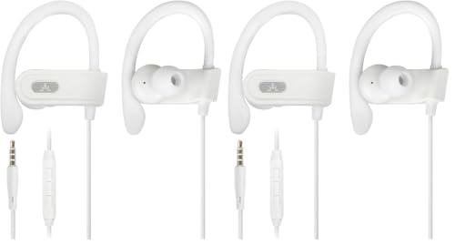 Image of Avantree E171 - Sports Earbuds Wired with Microphone, Sweatproof Wrap Around Earphones with Over Ear Hook, in Ear Running Headphones for Workout Exercise Gym Compatible with Cell Phones - White