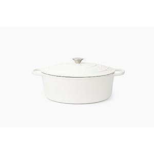 Larder & Vine Enameled Cast Iron Dutch Oven with Lid – Oversized Handles, Dome Lid, Dutch Oven for Sourdough Bread Making, 8QT/7.5L – (White)