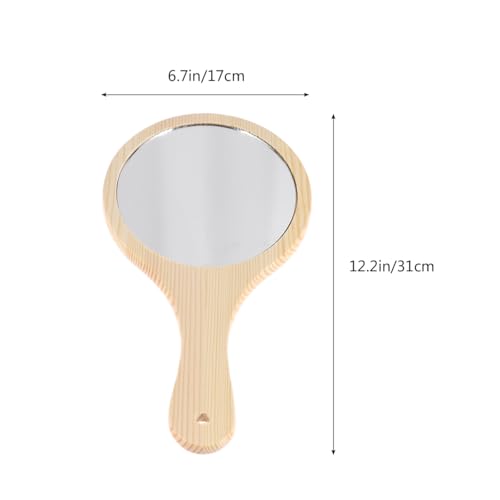 Espejo de maquillaje portátil con marco de madera miniatura 3
