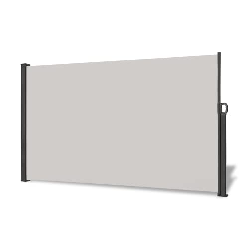 Froadp Tenda da Sole Laterale Allungabile in Alluminio 160x300cm Frangivista per Giardino 100% Poliestere e Rivestimento in Poliuretano Impermeabile e Protezione Solare per Balcone (Grigio Chiaro)