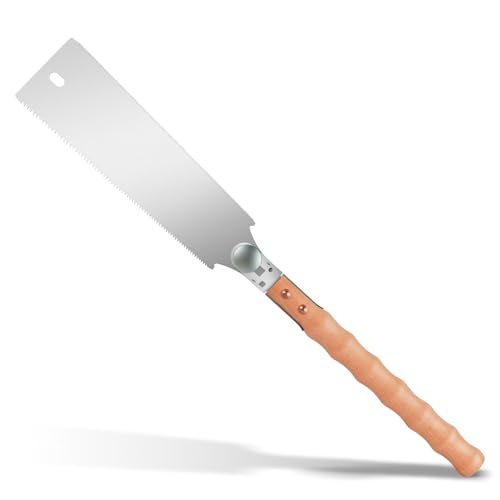 Japanese Pull Saw of Double Edge,10 Inch Hand Saw of 6-10/18 TPI Gradient Teeth, SK5 Flexible Replaceable Blades,with Non-Slip Bamboo Knot wooden Handle,Woodworking Tool for Hardwood & Softwood.