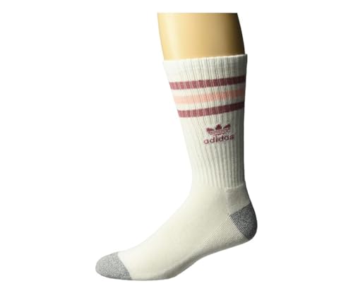 Adidas Roller Single Crew Mens Socks Size 6-12, Color: White/Trace Maroon/Haze Coral/Heather Grey-White