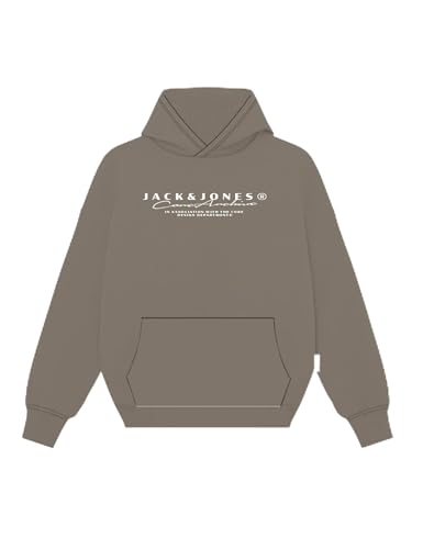 JACK & JONES Sudadera con Capucha para Hombre Jcopoint Branding Hood FST, Color Pardo., L