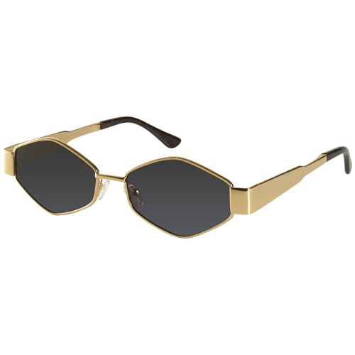 mosanana Trendy Hexagon Metal Sunglasses for Women Small Retro Style MS52475