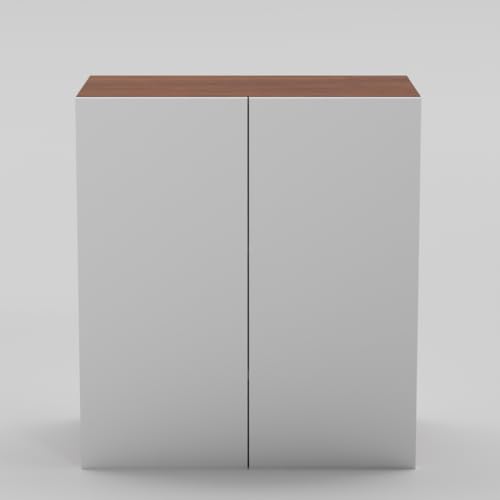Image of 2 Door Multipurpose Wall Mounted Cabinet with Adjustable & Fixed Shelf | Storage for Modular Kitchen, Bathroom, Office & Living Room | DIY | Color-Cherry Pine & White | Size-60x33x63.8 Cm