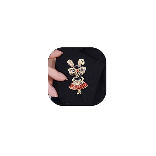 Image of Cubic Zirconia Rabbit Brooch Pin,Vintage Charming Rhinestone Chunky Cartoon Glasses Bunny Lapel Pin,Aesthetic Accessories Jewelry Gift for Women