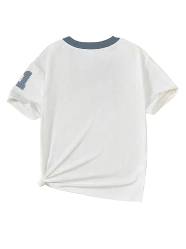 SOLY HUX Girl's Jersey Shirts Number Graphic Tees V Neck Drop Shoulder Short Sleeve Loose Y2k Tops2