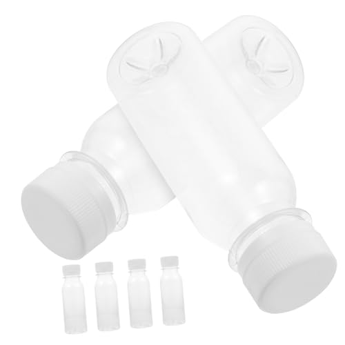 PHENOFICE 100ml Small Plastic Milk Bottles Reusable Juice Bottles Flat Bottom Drink Containers Lids for Party Classroom