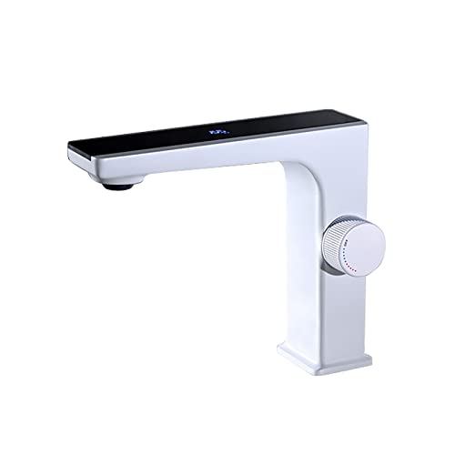 Robinet de lavabo digital LED blanc en laiton monotrou