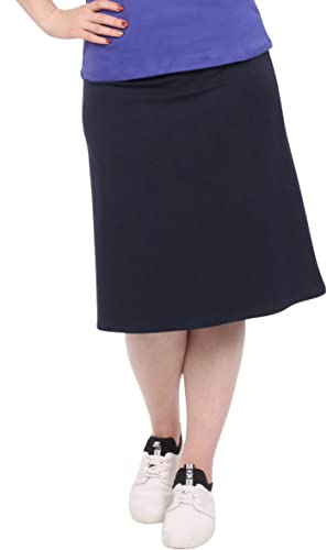 Kosher Casual Women's Modest A-Line French Terry Cotton Spandex Knee Length Sports Skirt