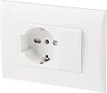 Electraline 22120 Blocco Presa Universale + Deviatore con Placca/Set Placca Premontata 1 Presa universale P40 16A + 1 Deviatore 10A, due viti di montaggio, Bianco