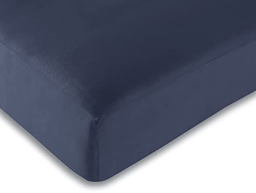 Drap Housse 140 x 190 cm 100% Coton / 57 Fils/cm² (Marine, Drap Housse 140 x 190 cm)