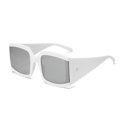 Lunettes de soleil carrées MUTYNE pour femme style vintage blanc argent
