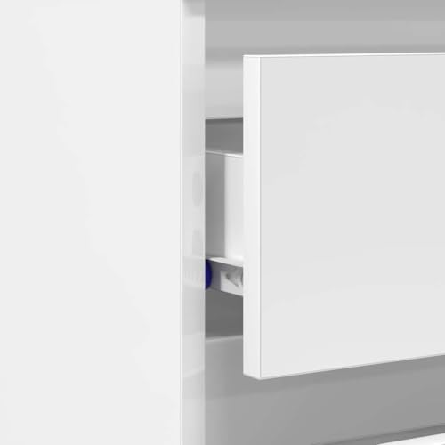 vidaXL 2X Nachttisch mit 3 Schubladen Nachtschrank Nachtkonsole Nachtkommode Schlafzimmer Schrank Kommode Hochglanz-Weiß 40x35x62,5cm Holzwerkstoff