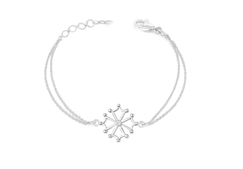 Bracelet croix de Toulouse argent 925 et zircon, chaîne ajustable pour femme élégante