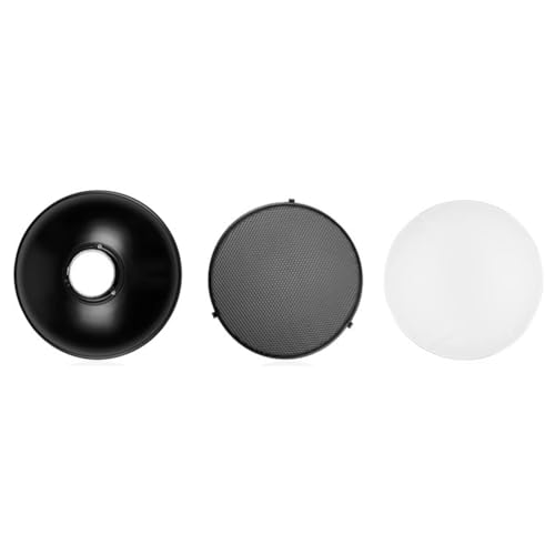 Xnuiasqe Reflector de Beauty Dish 30cm pour Studio Portrait Photography Accessoire avec Grille en Nid d'abeille pour Un Contrôle D'Éclairage Précis