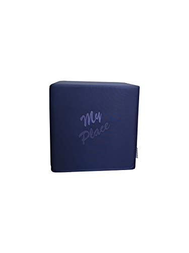 PanQube Modul 7-DB-STK Pufa VERONA 39 Fußschemel mit Stickerei, Dunkelblau, 39cm x 39cm x 39cm