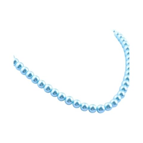 1920s Long Pearl Necklace Faux Pearls Necklace Imitation Beaded Long Pearls Necklace 1920s Gatsby Costume Jewelry (Blue B) Cover