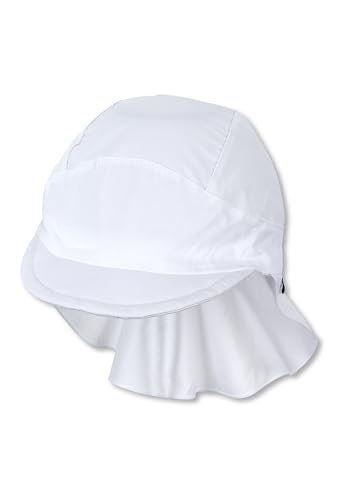 Sterntaler Gorro unisex con visera y protector de cuello, Con cintas, Edad: 5-6 meses, Tamaño: 43, Blanco