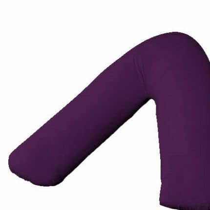 ARLINENS Pack of 2 Plain Poly-Cotton Back & Neck Support V Shaped Pillowcase Orthopaedic/Pregnancy/Nursing Pillow Case Pair- Available in 25 Colours 74 x 34cm (Abuergine)