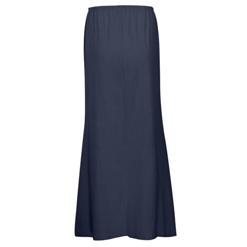 Womens Linen Maxi Skirts Drawstring Waist Line Skirts Flowy Vacation Boho Long Skirts,Low Rise Casual Slim a Line Skirt3