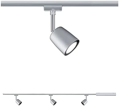 Paulmann 954.62 URail Track Lighting Set w/ Power Supply, Line Connector, 1m Rail & 3 Spots - Ceiling Rail Light Kit GU10 max 10W - Straight Bar Ceiling Spotlight Rail 230V Chrome Matte